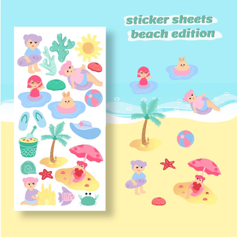 

Sticker Sheets Beach || Sticker Aesthetics || Sticker Journal || Cute Sticker