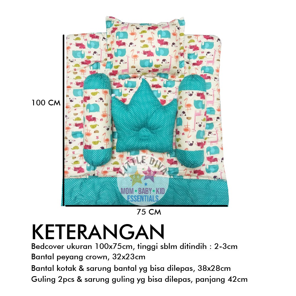 Bedcover Bayi KATUN JEPANG Sarung Lepas Selimut Bantal Crown Mahkota Guling Alas Tidur b3 akachan jp Bedset Bedcover Halus Lembut Eksklusif Kado Bayi Lahir Lahiran Newborn Bagus