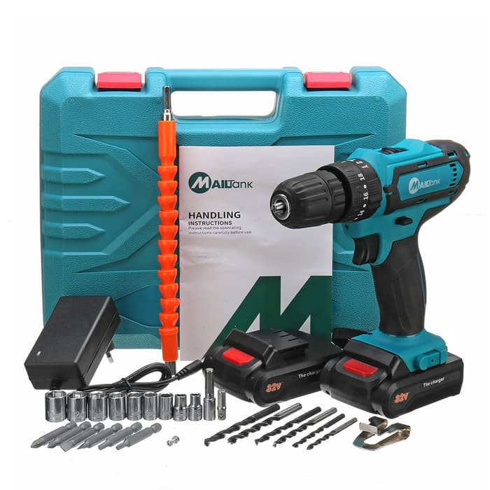 Harga Promo Mailtank Mesin Bor 32V Cordless Drill Bor Baterai Pengeboran Dan Mata Obeng Angin