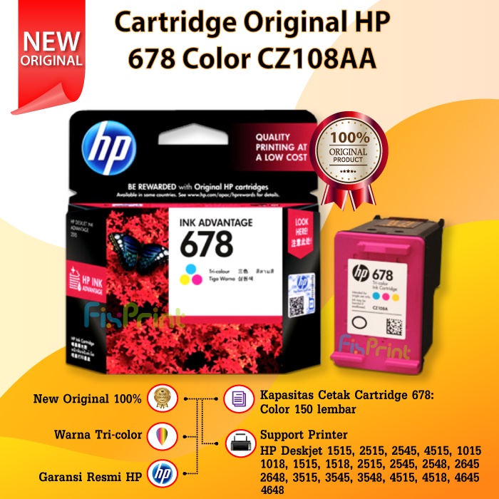 Cartridge Ori 680 678 704 703 802 803 46 Tinta Black Color Ori 2335 2336 2337 3636, 3638, 3775, 3776, 3777