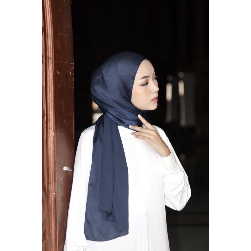 Mecca Silk (Textured Silk Chiffon) GRATIS POUCH-Navy