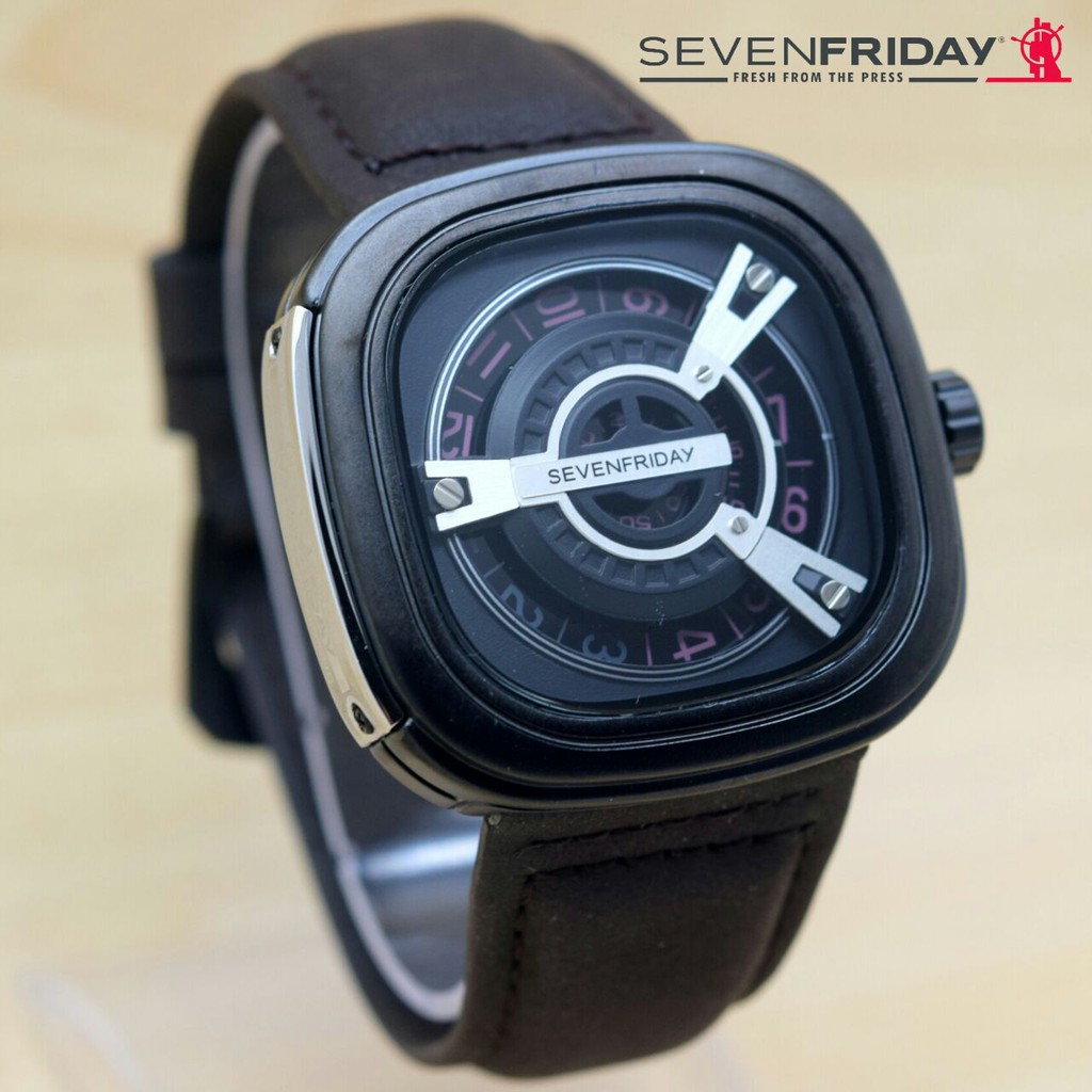 Jam Tangan Pria SevenFriday M2 Kulit List Silver Seven Friday