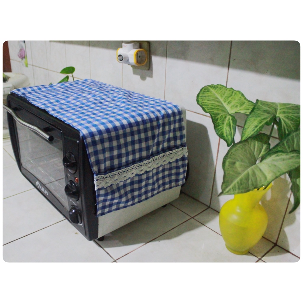 TAPLAK OVEN LISTRIK / Cover Oven Listrik/Microwave Estetik Kekinian  Ukuran Sedang Motif Kotak-Kotak