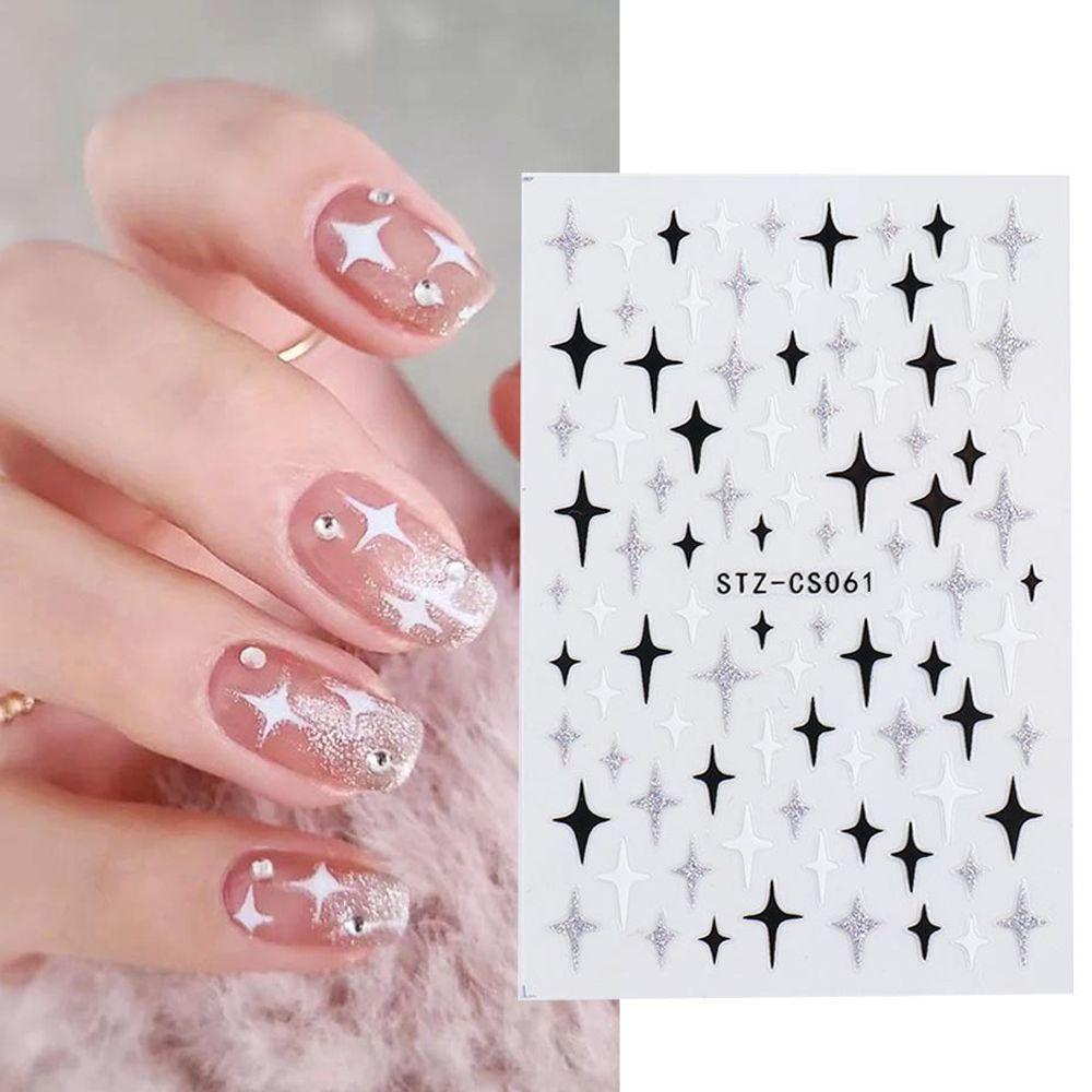 AUGUSTINA Agustin 3D Stiker Kuku Gadis Hati Bintang Cinta Laser Nail Decals