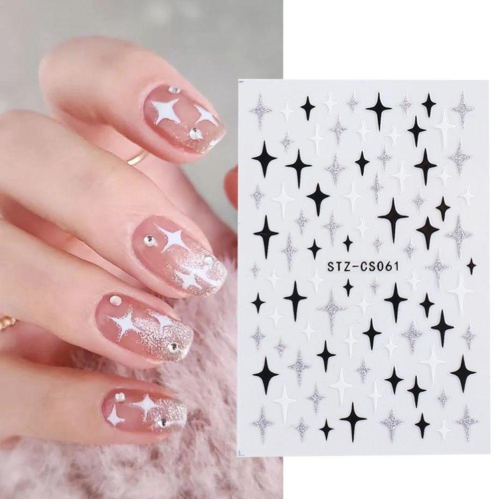 MXBEAUTY 3d Stiker Kuku Gadis Jantung Tahan Air Bintang Laser Nail Decals