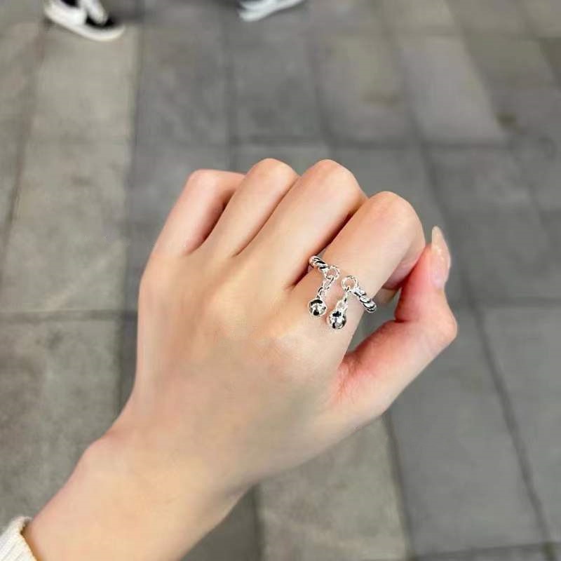 Cincin Model Lonceng Bahan Alloy Warna Silver Gaya Korea Untuk Wanita