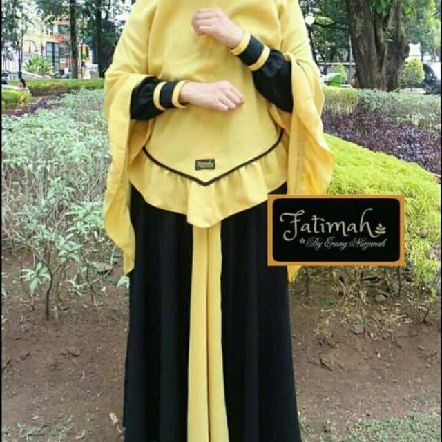 Set gamis fatimah enung nurjanah/gaun/gamis syar'i /gamis set hitam