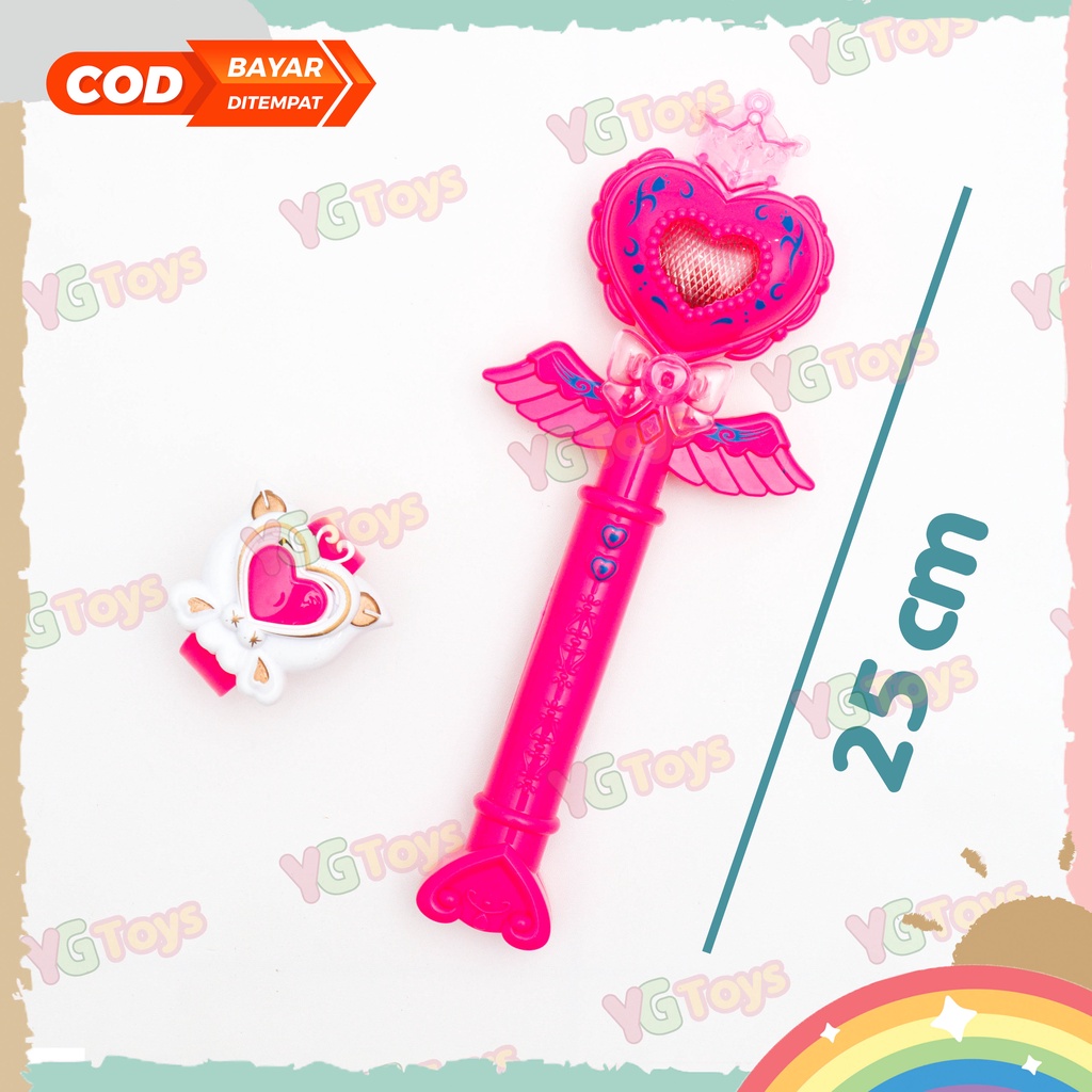 YGtoys Mainan Tongkat Peri Ajaib Gelang Nyala Anak Perempuan Magic Wand Musik Bintang Fairy Stick Lampu Suara