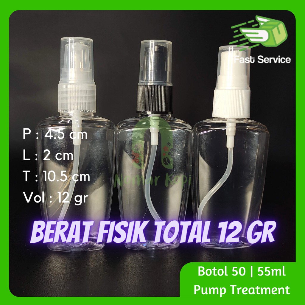 Botol Vintage 50ml/55ml Clear Pump Treatment