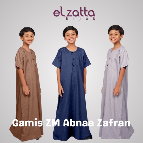 ELZATTA Gamis Anak ZM Abnaa Zafran Usia 6 - 12 Tahun - Jubah Gamis Anak Laki - Laki Polos - Kaftan A