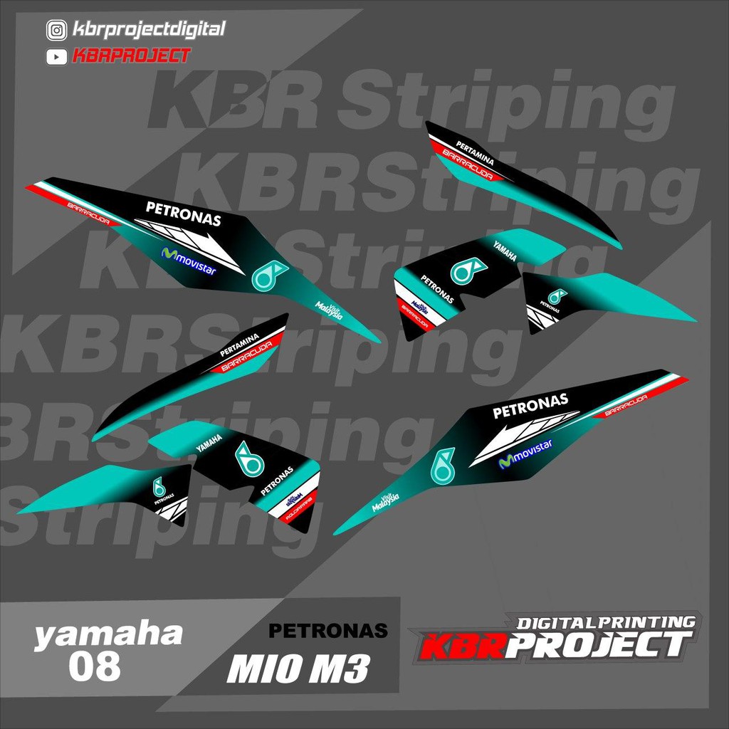 (cod) Stiker Motor - Aksesoris Motor MIO M3 - Striping PETRONAS Kbr 08 HOLOGRAM TRANSPARAN