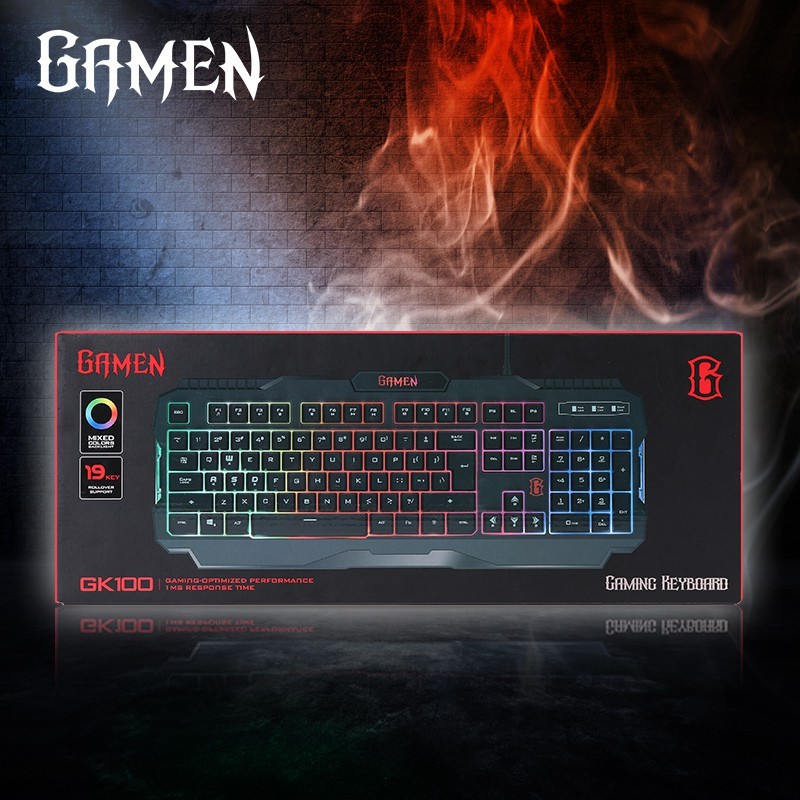 Keyboard Gaming GAMEN GK100 Rainbow Backlight Black LED