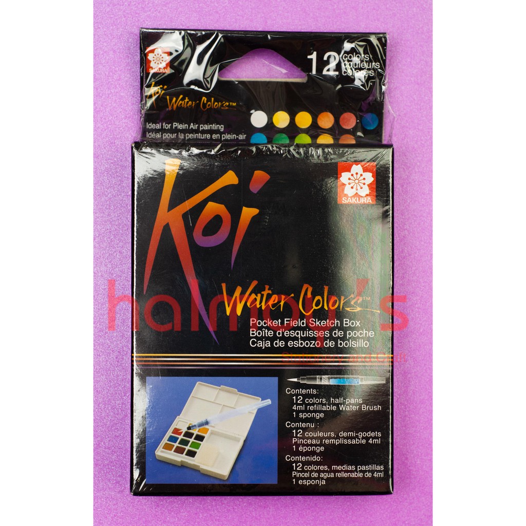

CAT AIR / WATER COLOR ART KOI SAKURA 12 WARNA POCKET FIELD SKETCH BOX