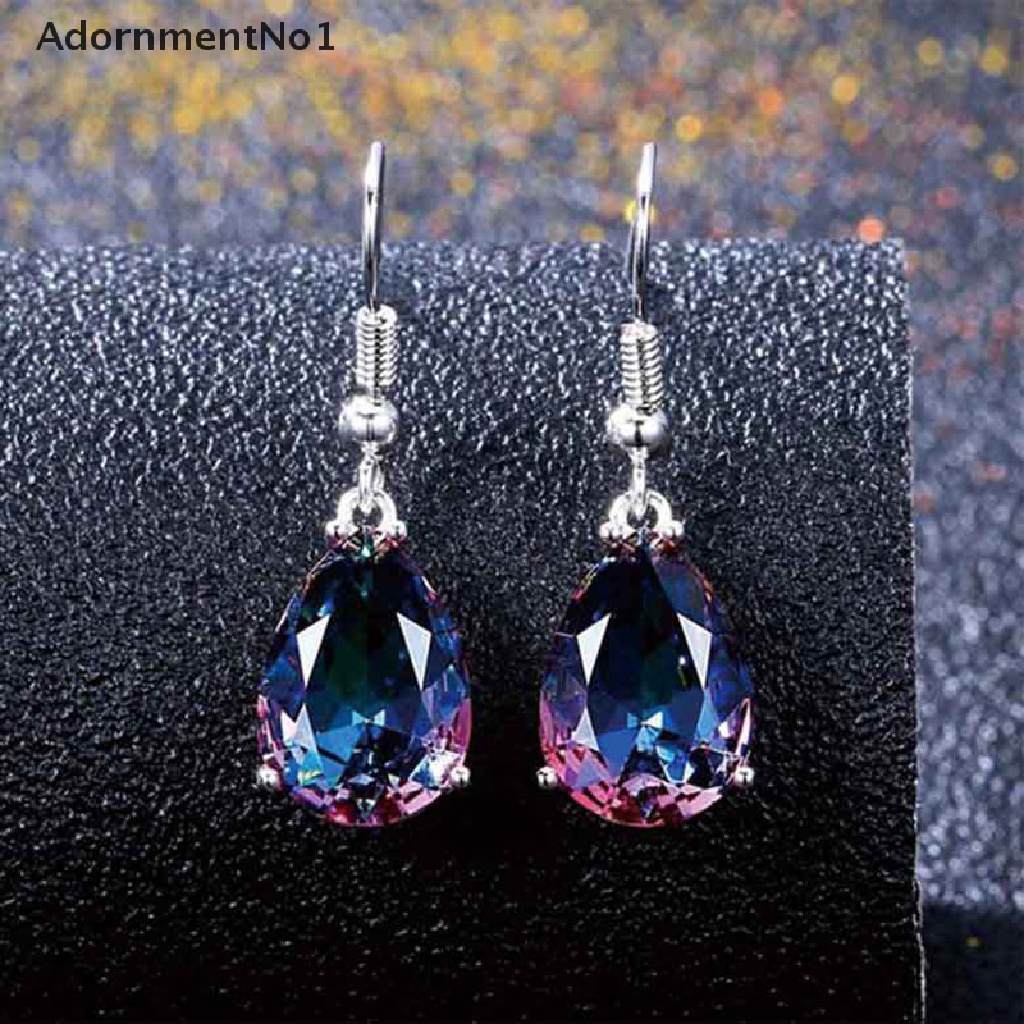 (AdornmentNo1) Anting Tusuk Gantung Kristal Berlian Imitasi Warna Pelangi Untuk Wanita