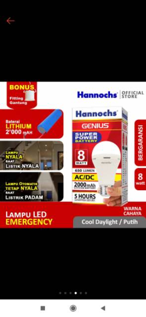 LAMPU EMERGENCY Hannochs Genius 8wat