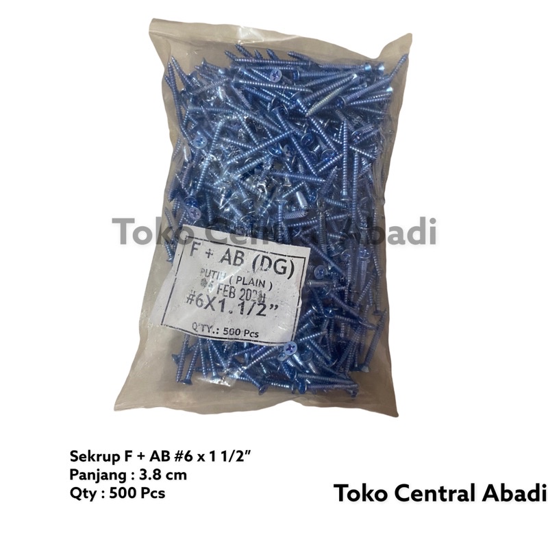 Sekrup F + AB (DG) #6 x 1 1/2" isi 500 pcs / Sekrup GRC /  Sekrup Gypsum / Sekrup Kayu / Sekrup Keci