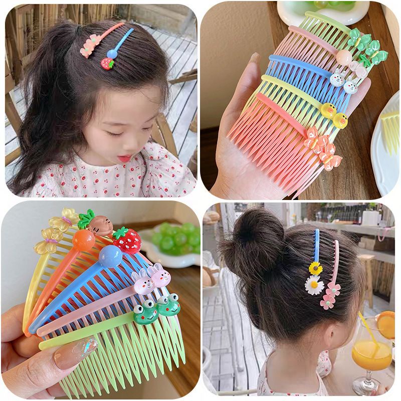 (1SET ISI 5PCS) Sirkam Rambut WARNA WARNI KARAKTER LUCU - Sisir Rambut - Jepitan Rambut