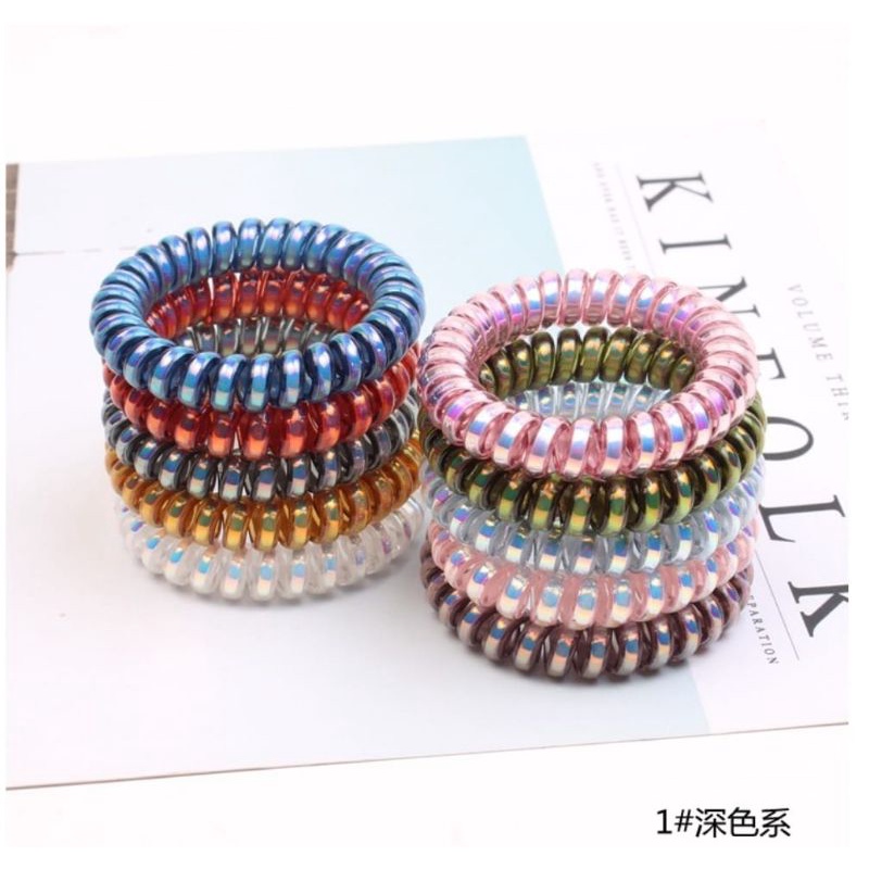 [ COD ] Ikat Rambut Spiral Fashion Korea / Kunciran Rambut Kabel / Tali Rambut Elastis-Spiral Metalic