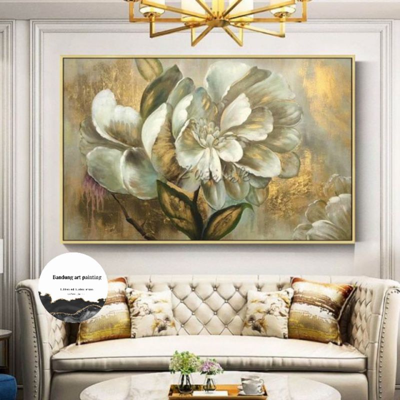 

lukisan bunga gold art tekstur