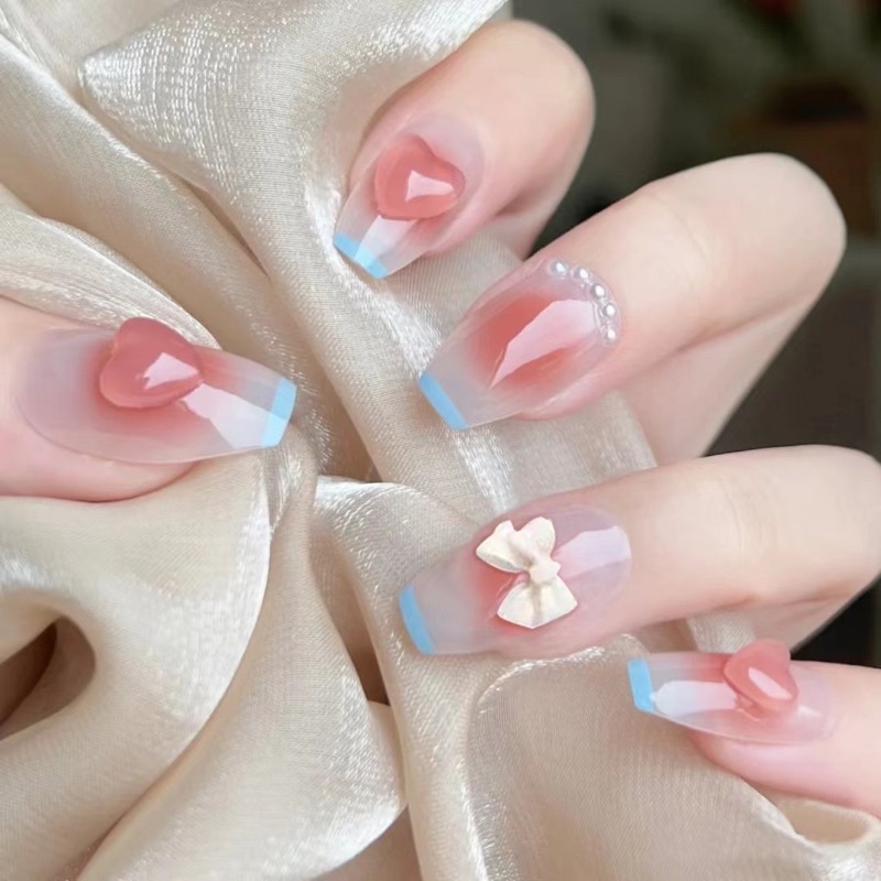 Kuku Palsu 【B133，lem cair】ganti warna Nikah Wedding False Nailart Pengantin Tangan