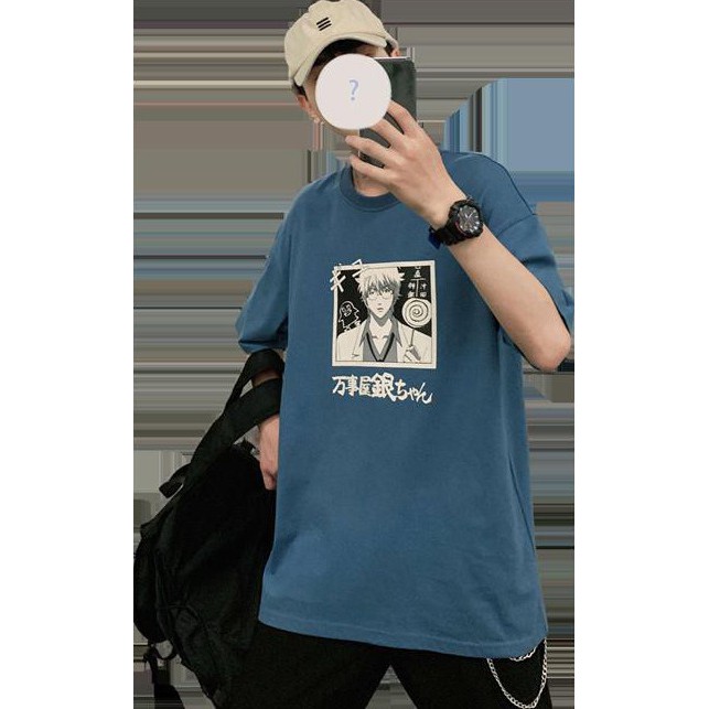 Oversized Gintama Sakata Gintoki Streetfashion Tshirt Kaos Anime Manga Shiroyasha Streetwear