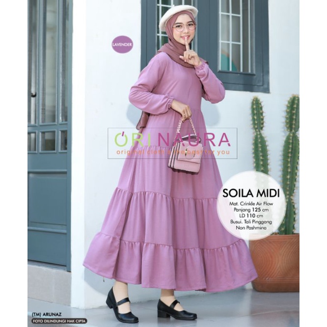 Gamis Muslimah Polos SOLIA MIDI Original Naura
