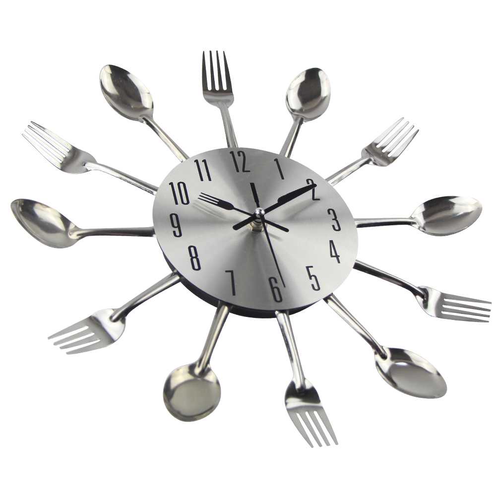 TD-DCB Taffware Jam Dinding 3D Creative Design Kuliner Sendok Garpu - T6806