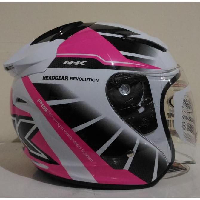 ●TERLARIS● HELM NHK R1 OCTARIUM WHITE/PINK DOUBLE VISOR KORTING