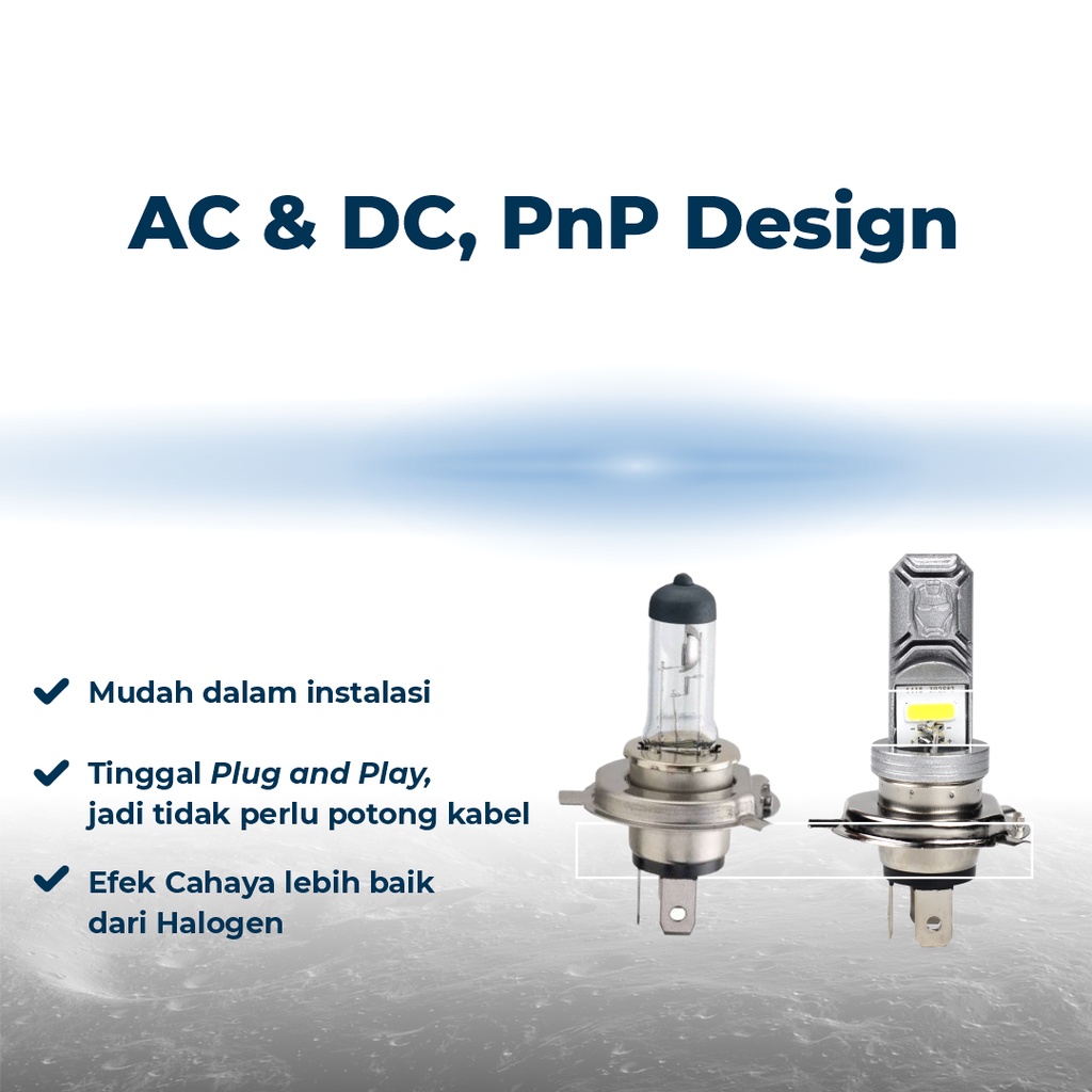 HK Light Lampu Led Motor 2 Sisi Super AC DC H4  lampu led motor depan 8watt putih-3
