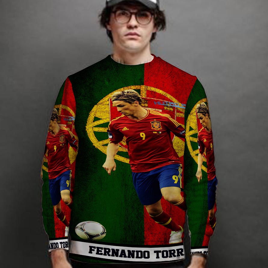 Casual Jaket Sweatshirt Fernando Torres Soccer Sweat Shirt Fullprint Bahan Polyester Jersey Style Pu