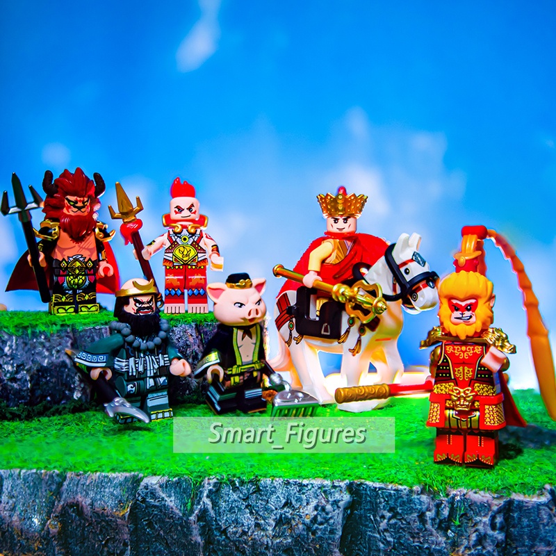 Pilgrimage To The West Mainan Action Figure Minifigures Monkey King Monk Pig Friar Sand Tripitaka Horse Red Boy