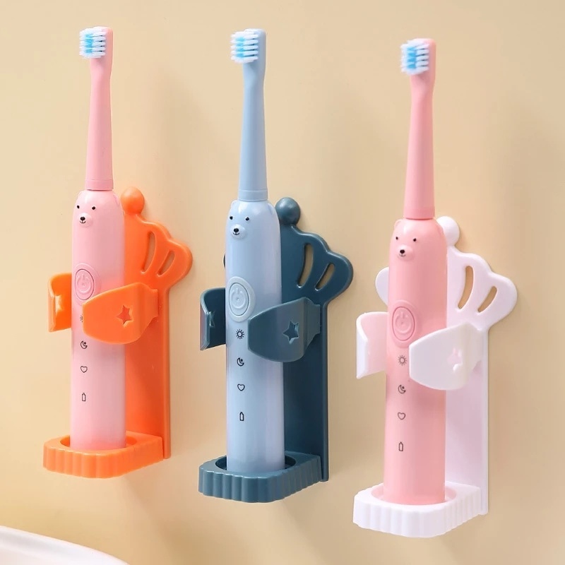 Kamar Mandi Sederhana Bebas Paku Hemat Ruang Perekat Diri Gaya Mahkota Sikat Gigi Elektrik Penyimpanan Kait Rumah Kreatif Mulus Hiasan Dinding Smiley Toothbrush Holder