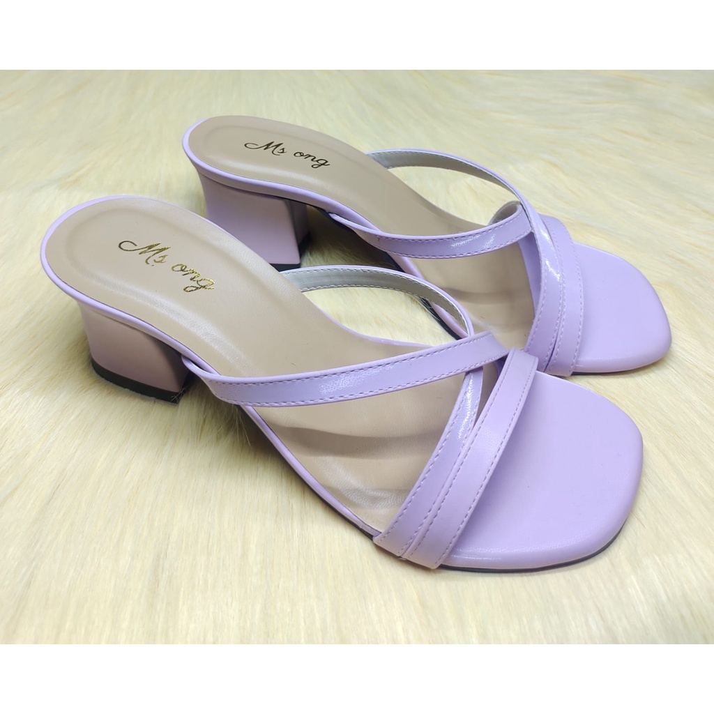 JY MSH 06 Sandal High Heels Hak Tahu Tali Silang Strappy Chunky Wanita Impor Murah