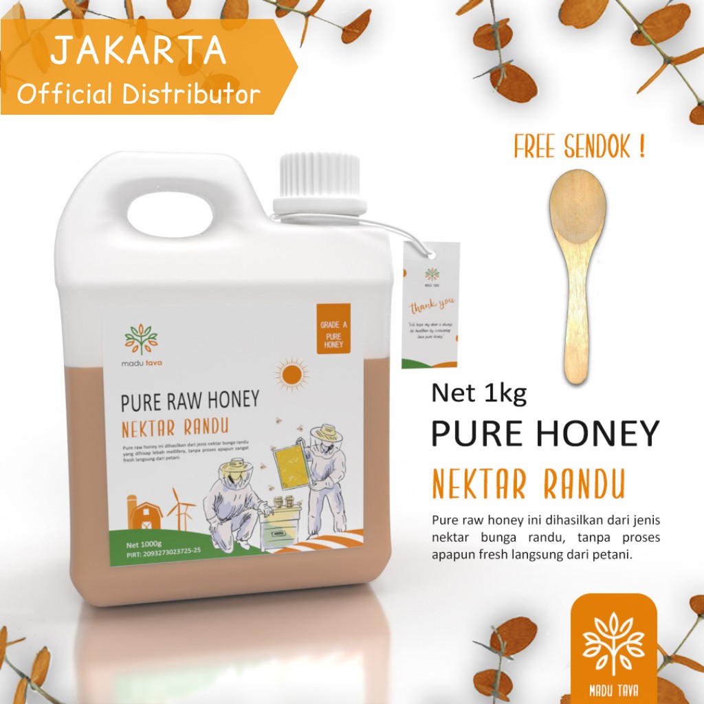 Madu Murni Asli 1kg Tava Grade A Nektar Randu 100 Alami Pure Natural Raw Honey Kesehatan