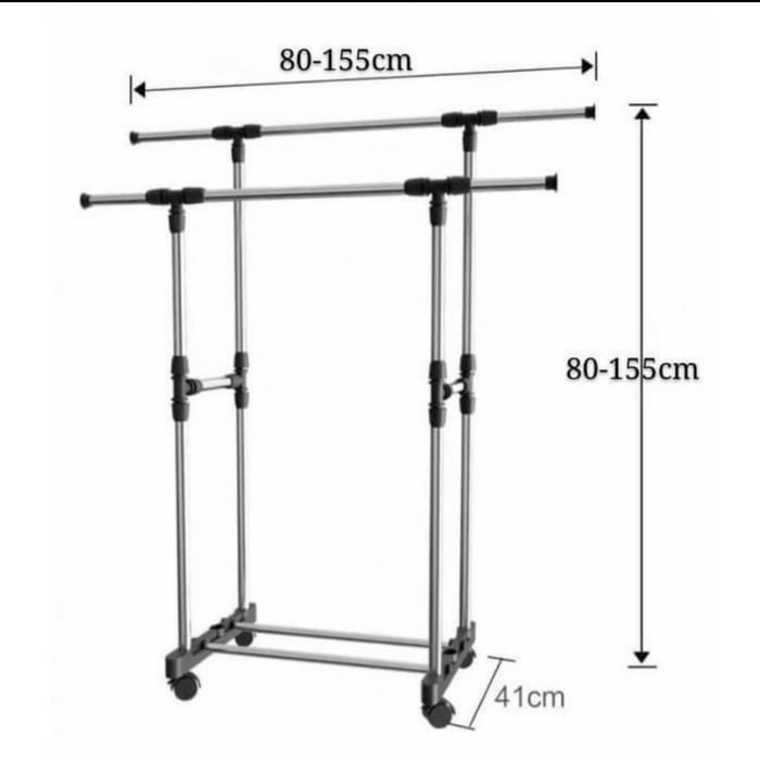 Stand Hanger Double Multifungsi Gantungan Baju Stainless Serbaguna