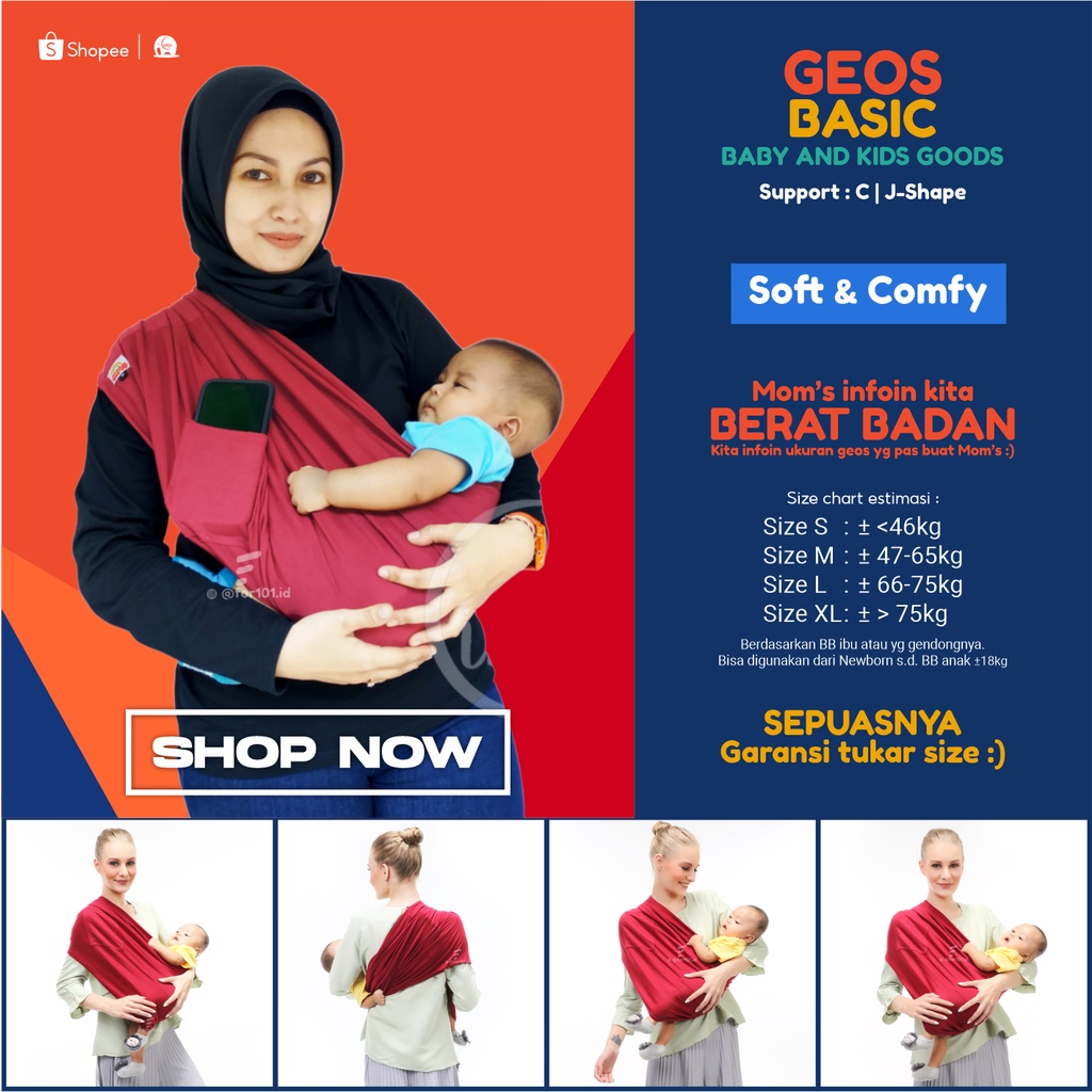 CIMOBABY Gendongan Bayi samping Gendongan Bayi Depan Gendongan Kaos Polos Motif Geos CimoBaby