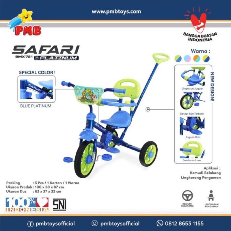 Tricycle PMB BMX 721 Platinum Sepeda Tiga Roda Anak