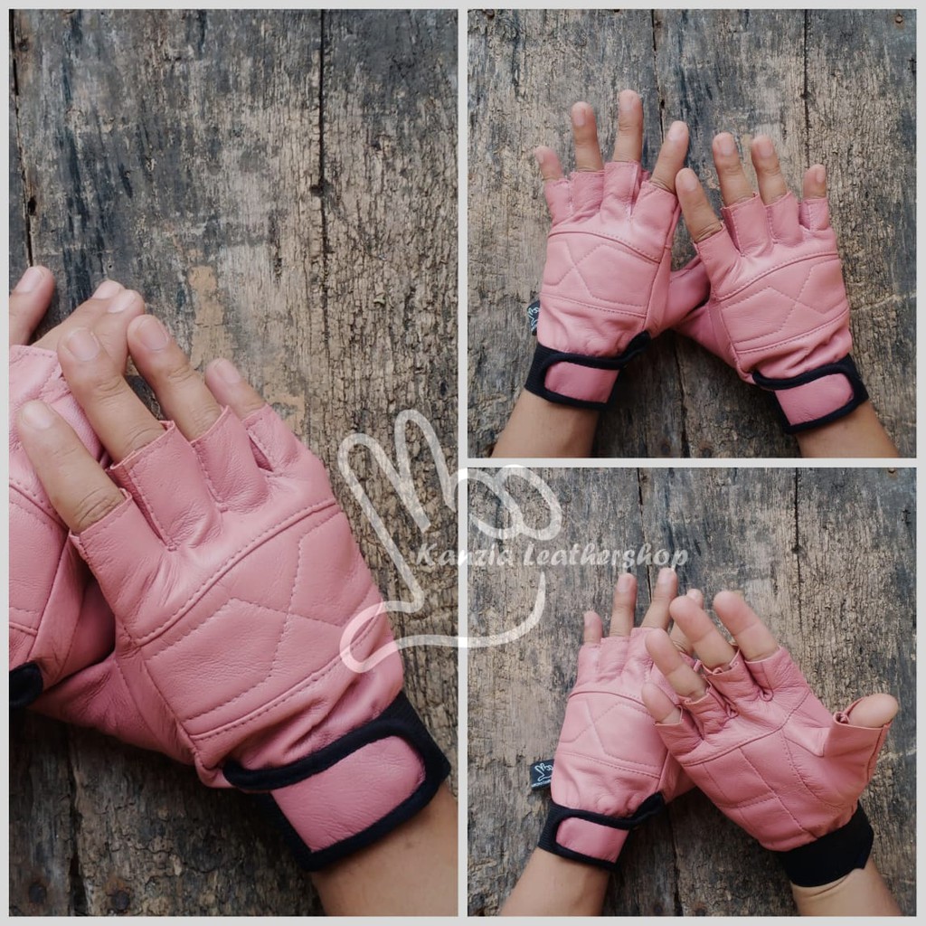 Kanzia Leathershop Sarung tangan kulit pink