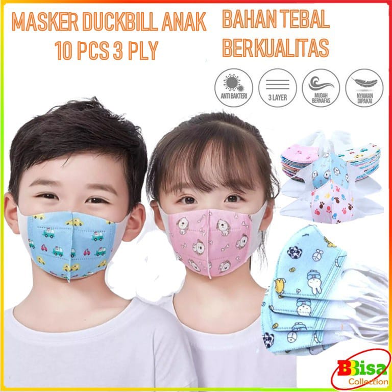 ~ PIYOSHI08 ~ Masker Anak Duckbill 3 Ply 10 Pcs Motif Karakter Lucu AK05