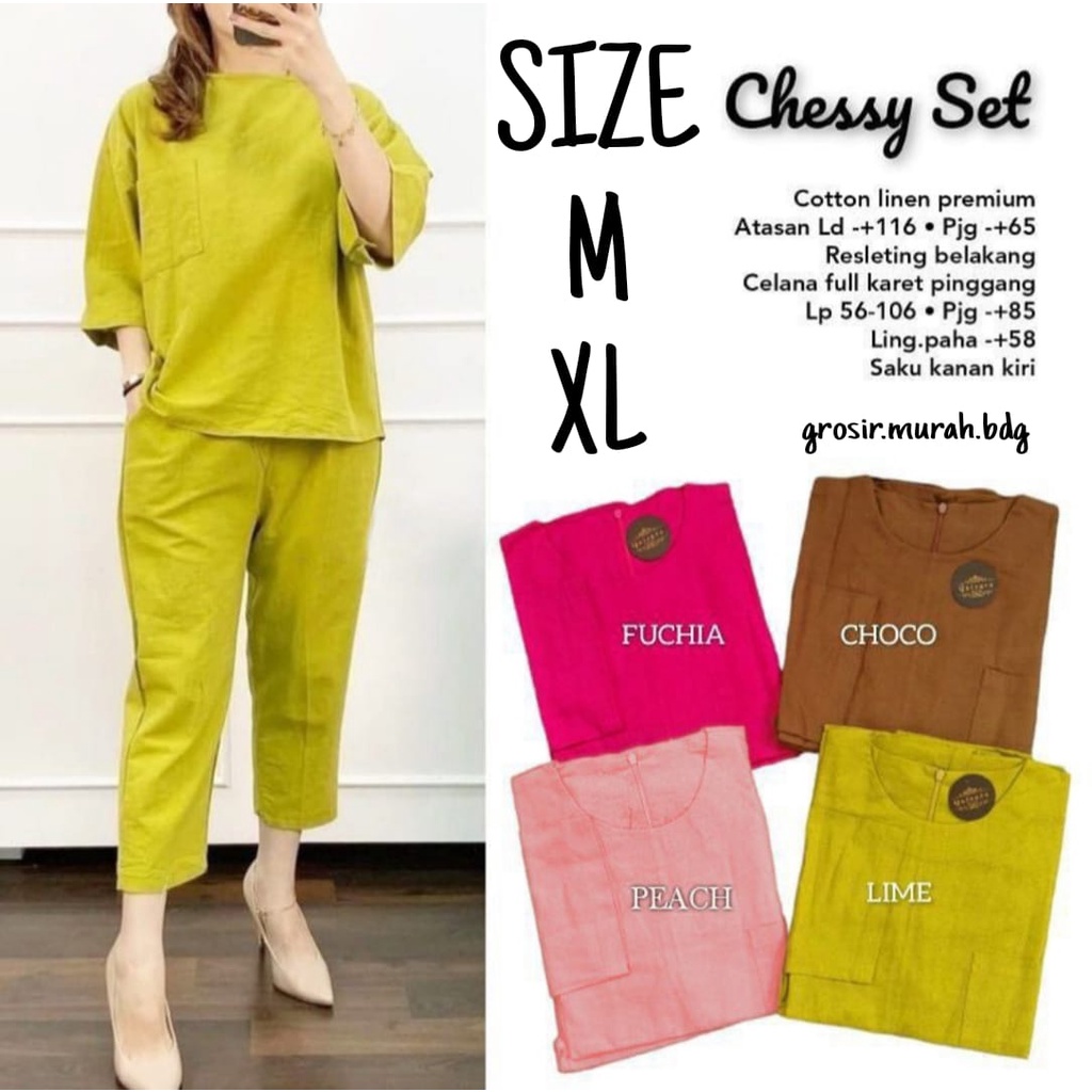 CHESSY SETELAN WANITA DEWASA BAHAN CATTON LINEN PREMIUM RESLETING BELAKANG / BAJU CASUAL CEWEK POLOS / FASHION CANTIK KEKINIAN / SET KATUN IMPORT TERBARU 2022 / OUTFIT VINTAGE