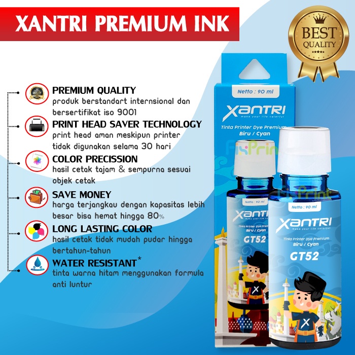 Tinta Premium Xantri GT53 GT51 Black GT52 Cyan Magenta Yellow Compatible Printer HP 115 315 415 515