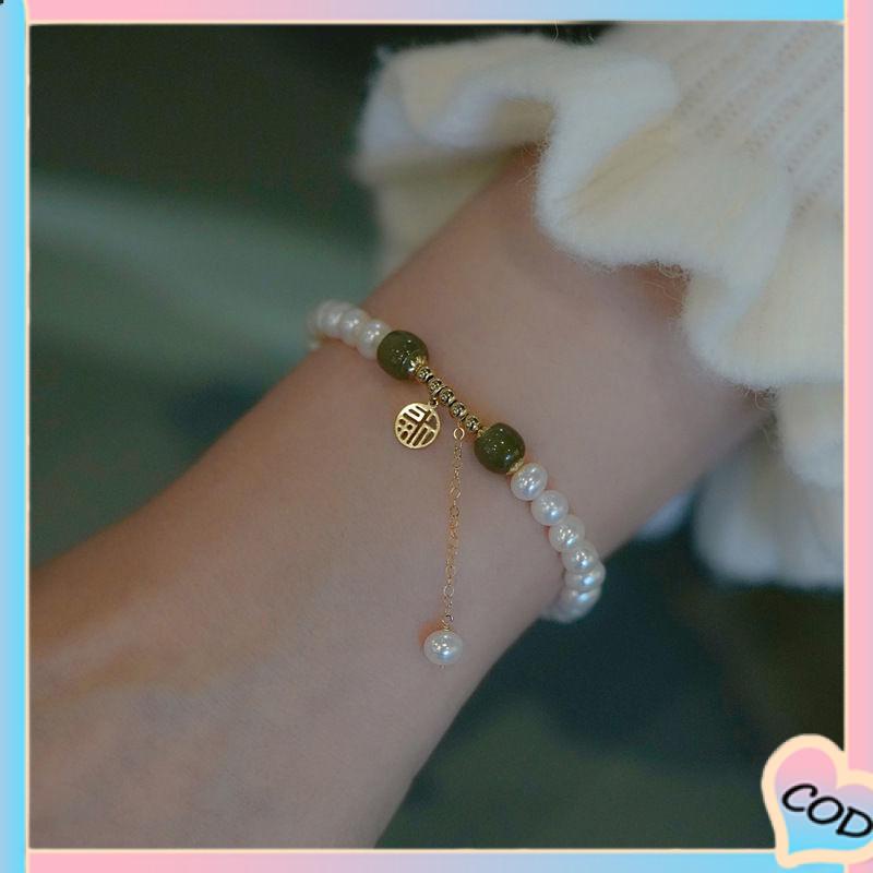 COD❤️Gelang Mutiara Wanita Niche Desain Gelang Retro Gaya Cina Perhiasan Hadiah-A.one