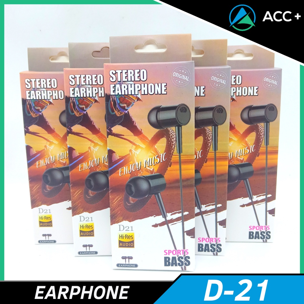 Earphone Handfree Stereo Headset D21 Sport Bass