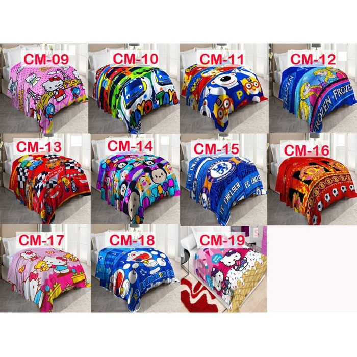 Selimut Anak Motif Karakter Panel Bulu Lembut murah 140x250 400gr RANDOM