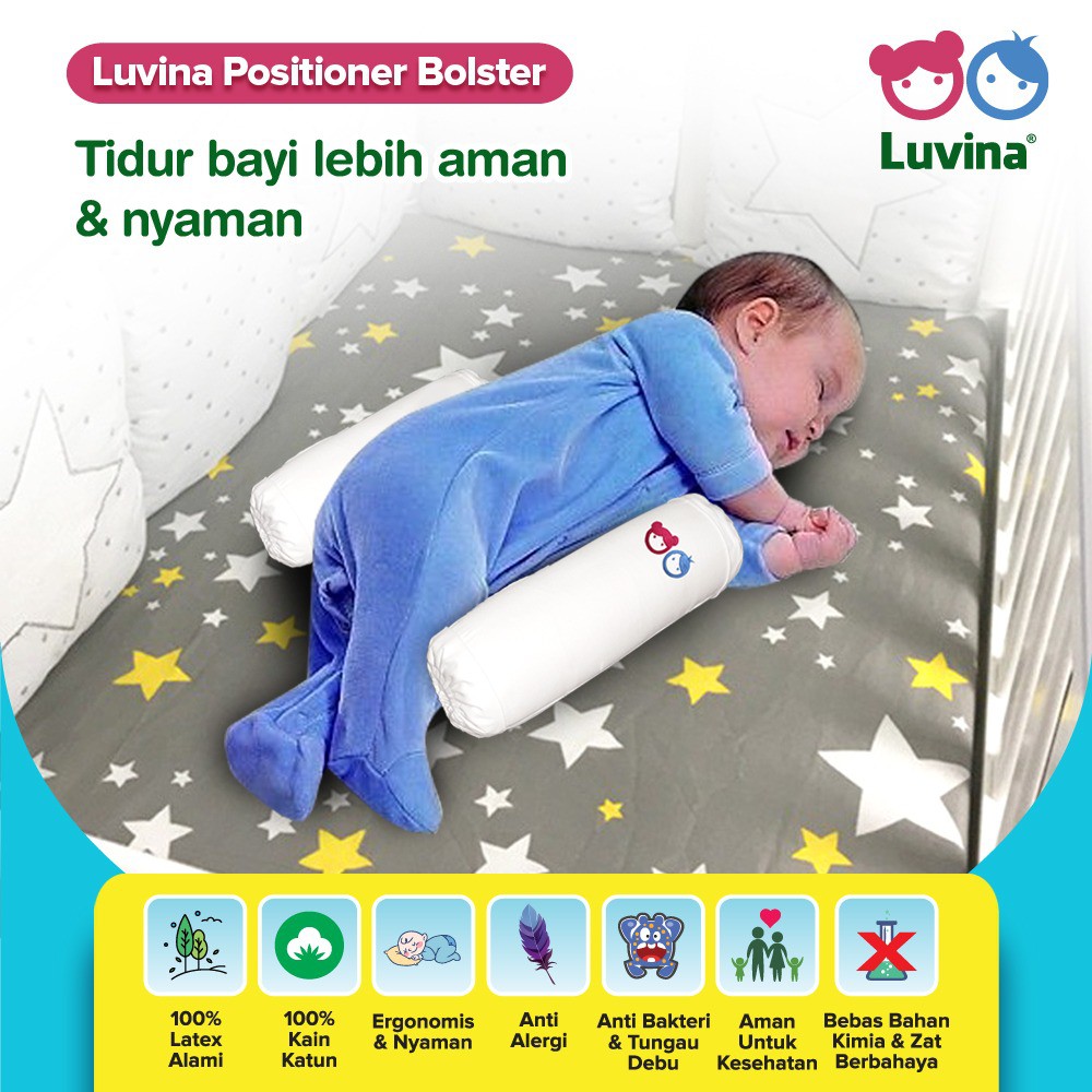 Luvina Baby Positioner Bolster Pillow - Bantal Guling Latex Bayi