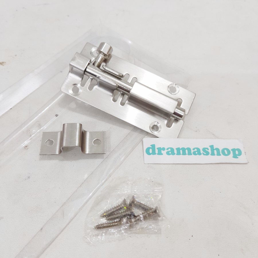 slot kunci grendel pintu baja stainless steel 3&quot; 3inch 3 inch dramashop