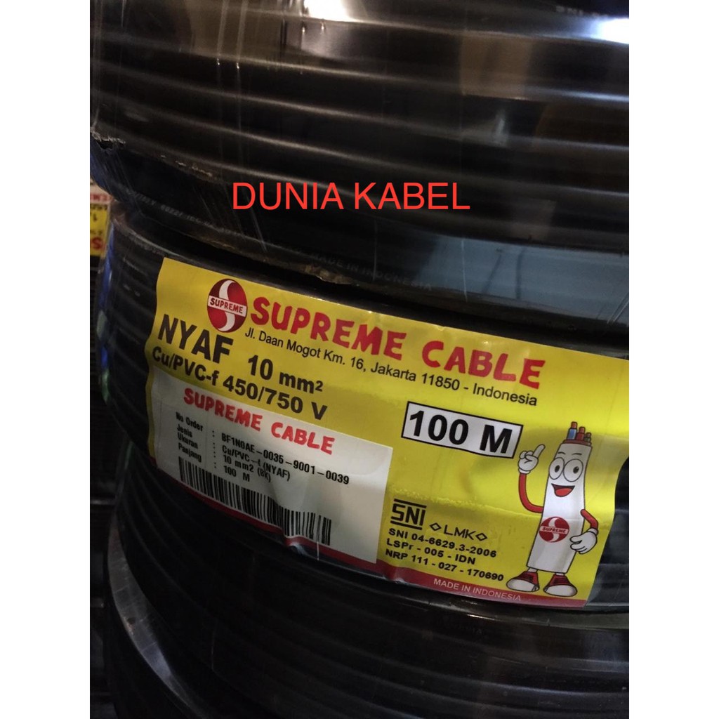 Kabel NYAF/ AF / Serabut 10mm 1x10 10 mm Supreme @100 meter
