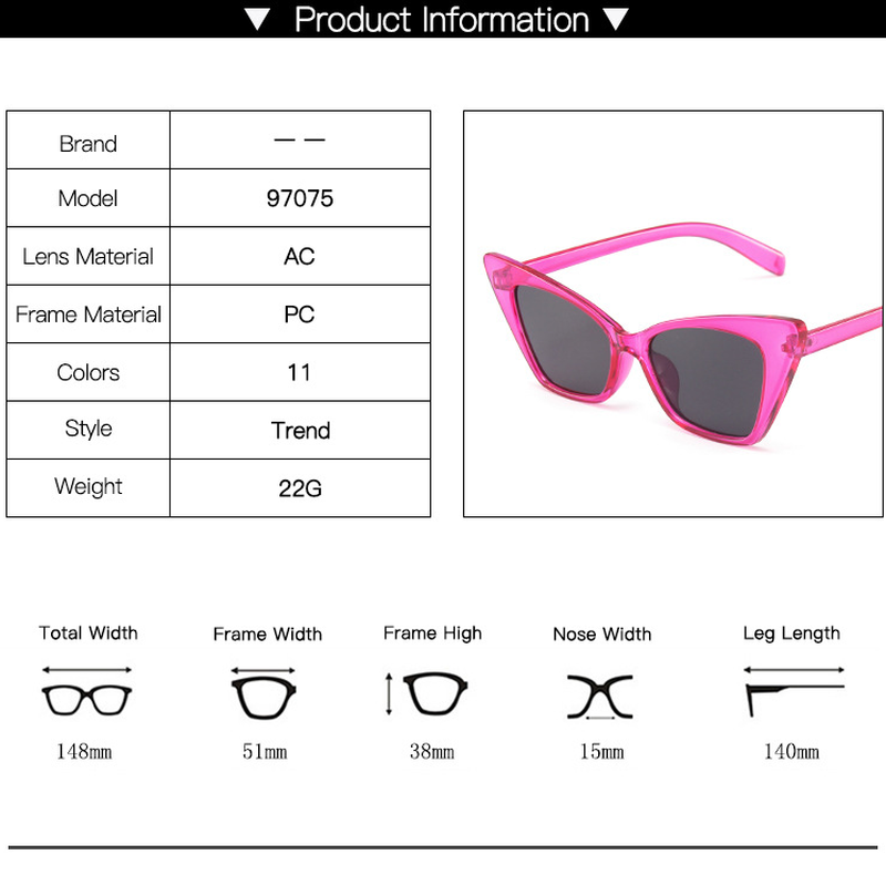 【YUZHU】COD New Fashion Cat Eye Candy Color Simple Sunglasses untuk Wanita