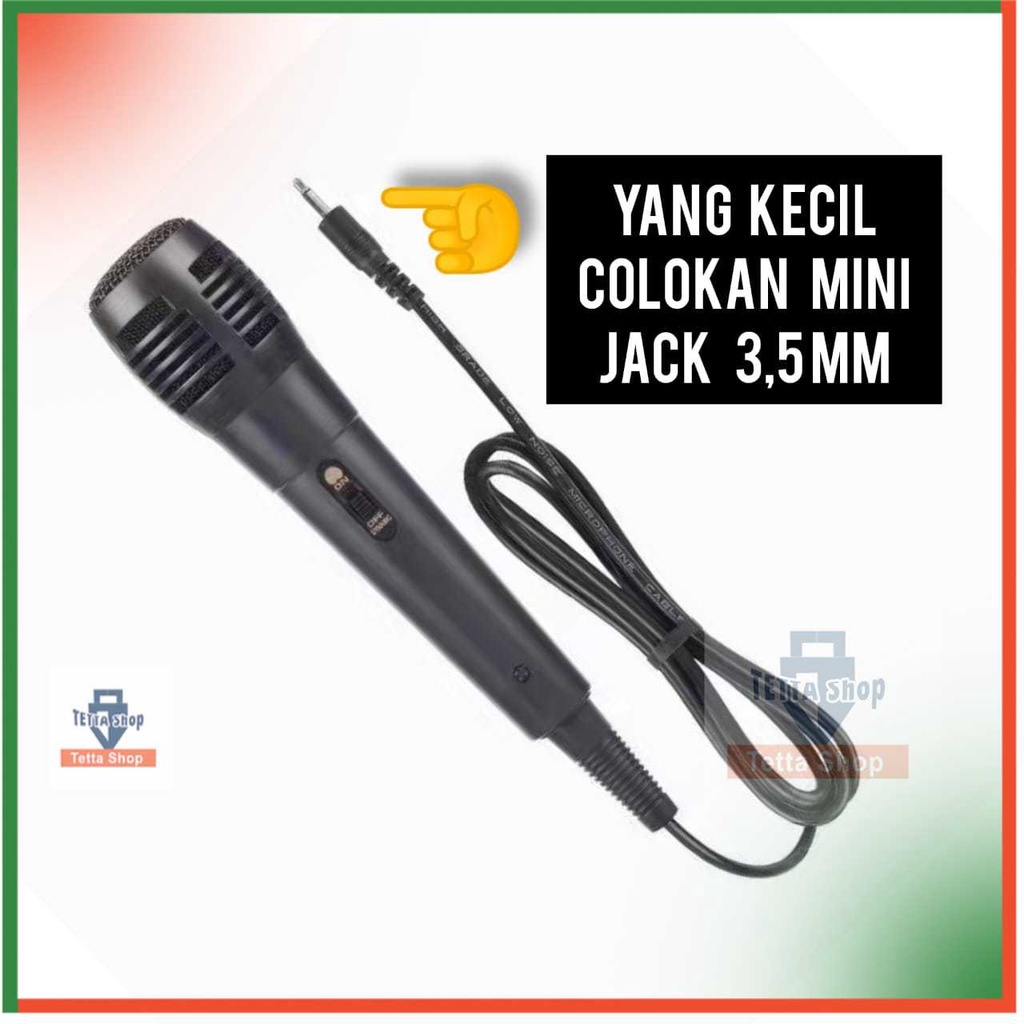 Mic Kabel Lubang Kecil Colokan Mini Jack 3,5 mm Buat karaokean di Spiker Bluetooth Tanpa Lubang besar atau Jeck 6,5 mm