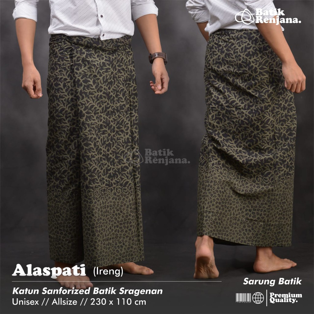 ALASPATI IRENG Sarung Batik Pria Cowok Dewasa Premium Motif Batik Lebaran Asli Solo ALL Size RENJANA